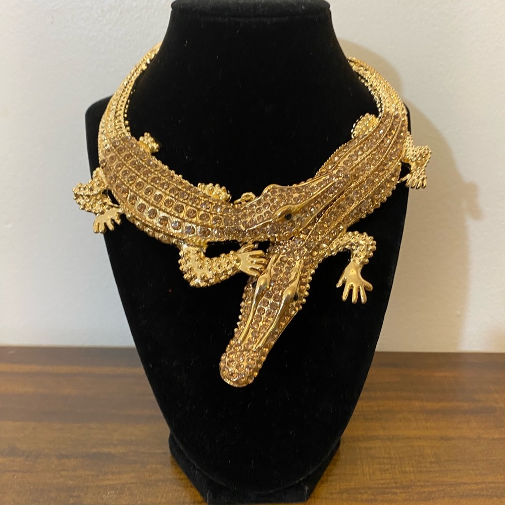 Gold Alligator Statement Necklace - image 3